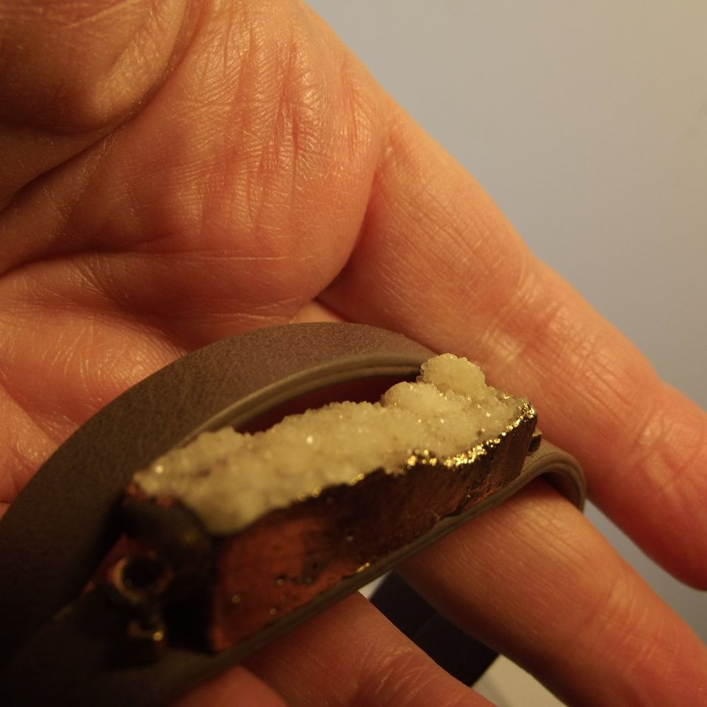 Genuine Druzy Wrap Bracelet Gray